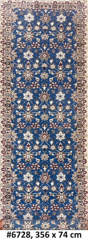 Code 6728 Persian Nain Runner 356x74cm Hand knotted
