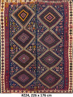 Code Z24 Antique Caucasian Shirvan 226x176cm Flat Weave Kilim