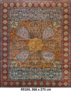 Code 9104 Uzbek Persian Isfahan Dome Design 366x275cm Hand Knotted