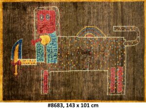 Code 8683 Afghan Lion and Sword carpet 143x101cm Hand Knotted