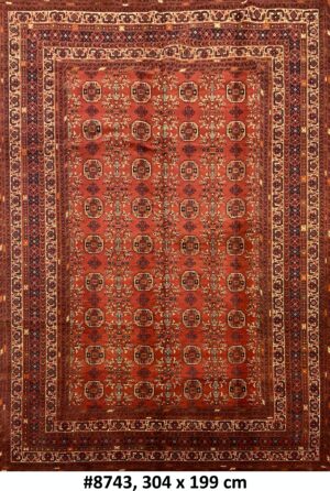 Code 8743 Afghan Turkoman Waziri Carpet 304x199cm Hand Knotted