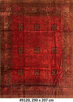 Code 9120 Afghan Turkoman Kizil Ayak Vintage Carpet 290x207cm Hand Knotted