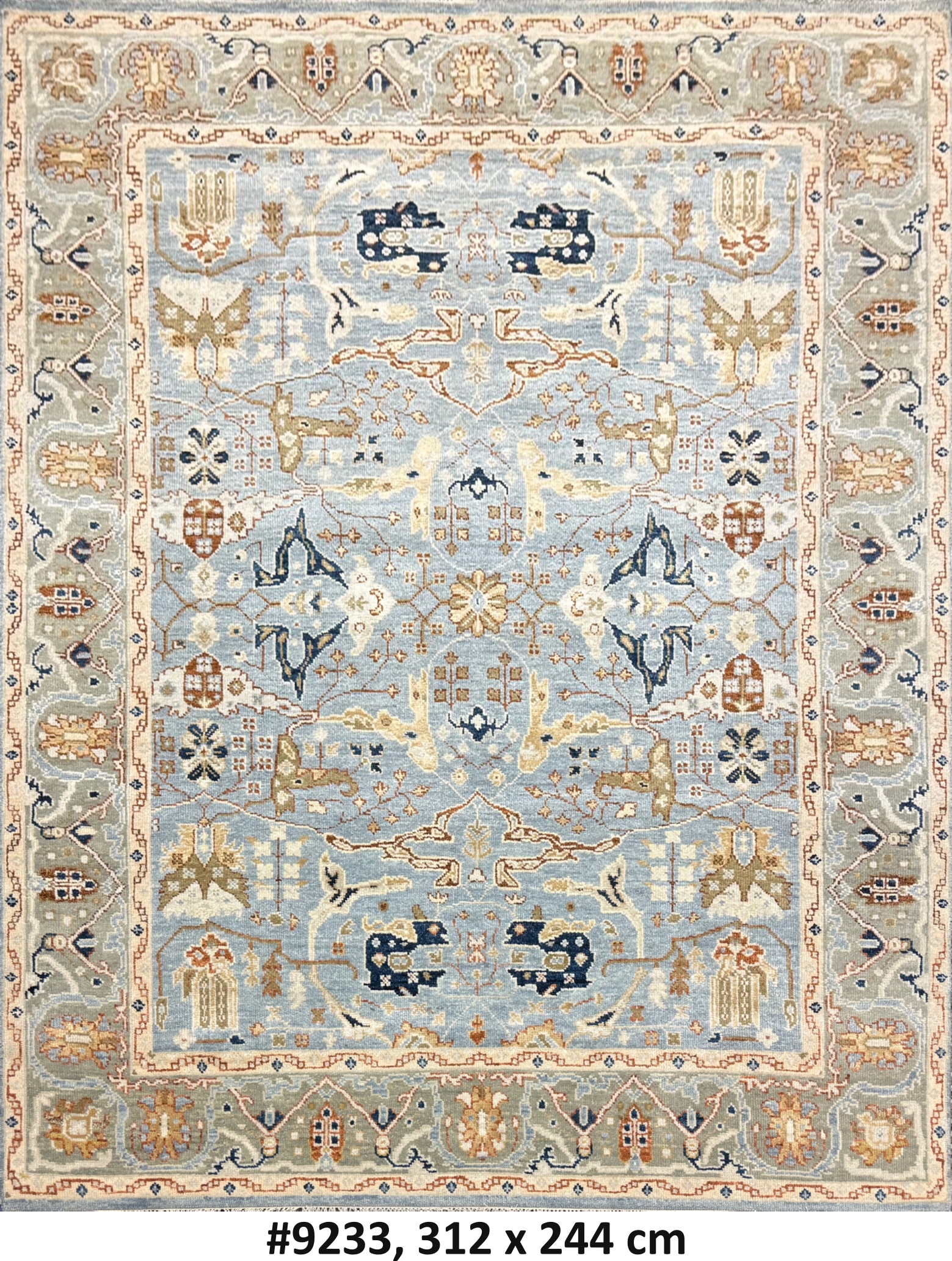 Code 9233 Indo-Turkish Oushak Ziegler Floral Carpet 312x244cm Hand knotted