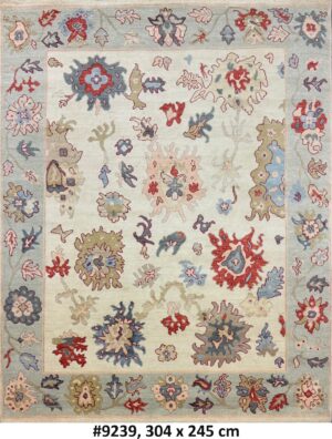 Code 9239 Indo-Turkish Oushak Sultanabad Carpet 304x245cm Hand knotted