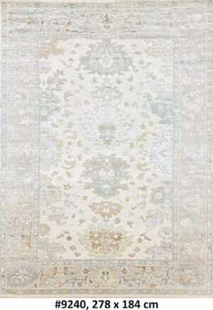 Code 9240 Indo-Turkish Oushak Sultanabad Carpet 278x184cm Hand knotted