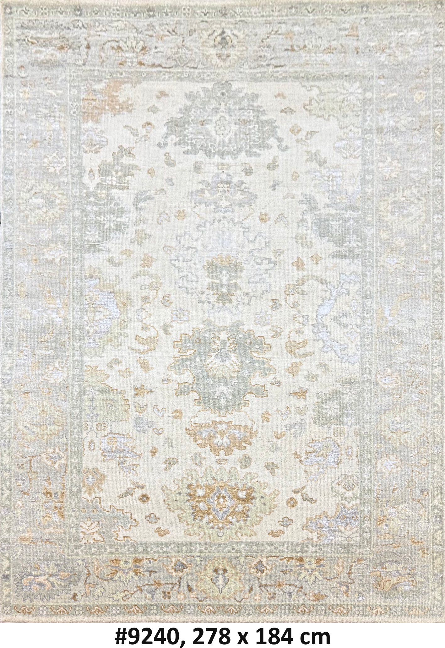 Code 9240 Indo-Turkish Oushak Sultanabad Carpet 278x184cm Hand knotted
