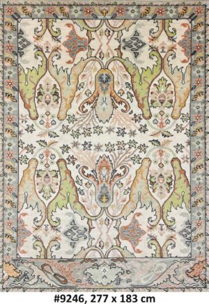 Code 9246 Indo-Turkish Oushak Mythical Floral 277x183cm Hand knotted