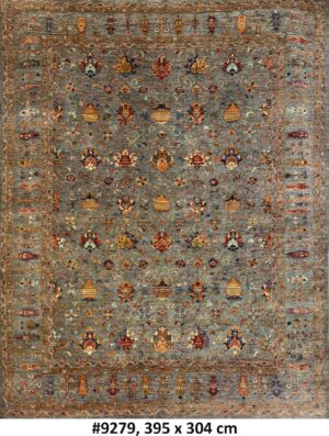 Code 9279 Uzbek Afghan Sultani Karakul wool 395x304cm Hand Knotted