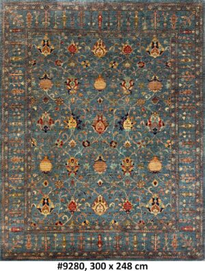 Code 9280 Uzbek Afghan Sultani Karakul wool 300x248cm Hand Knotted