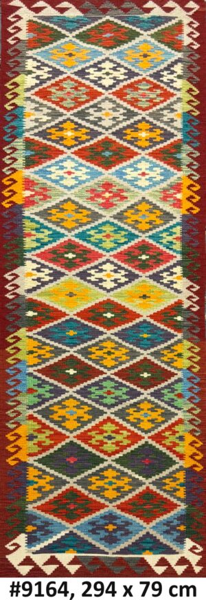 Code 9164 Afghan Maimanah Kilim Runner 294x79cm Flat Weave Kilim