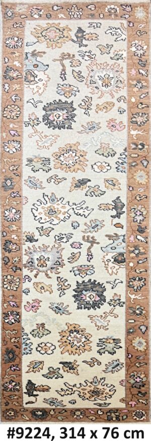 Code 9224 India-Turkish Oushak Runner 314x76cm Hand knotted