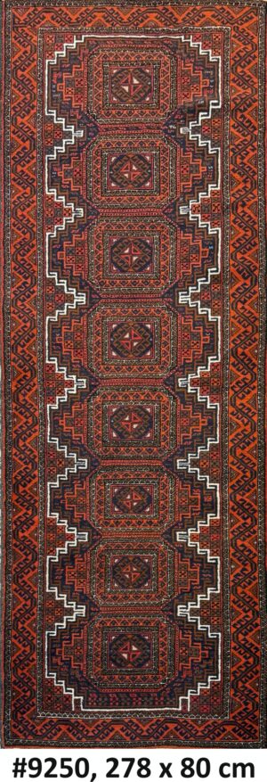 Code 9250 Persian Tribal Baluch Runner 278x80cm Hand knotted