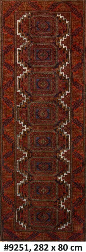 Code 9251 Persian Tribal Baluch Runner 282x80cm Hand knotted