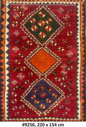 Code 9256 Persian Shiraz Vintage Carpet 220x154cm Hand knotted
