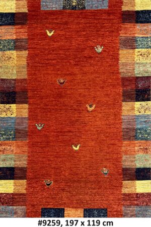 Code 9259 Uzbek Afghan Gabbeh Luri Carpet 197x119cm Hand Knotted