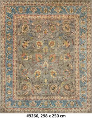 Code 9266 Uzbek Afghan Sultani Karakul wool 298x250cm Hand Knotted