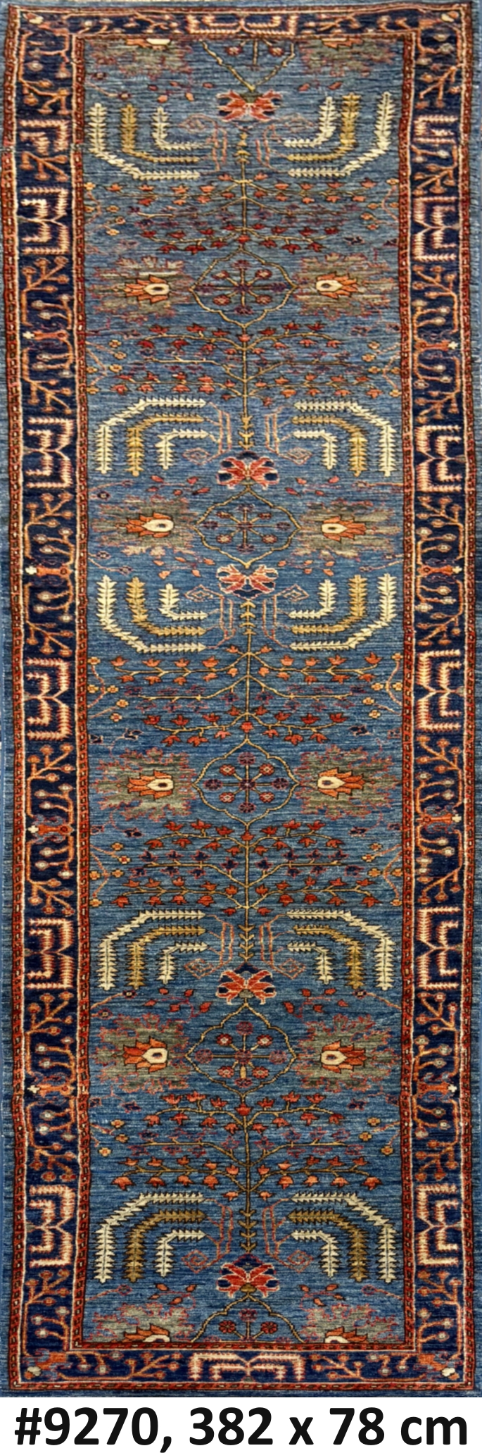 Code 9270 Uzbek Afghan Sultani Karakul Runner 382x78cm Hand knotted