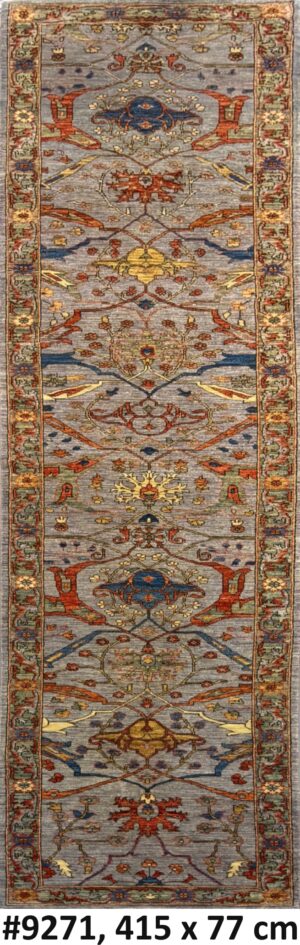 Code 9271 Uzbek Afghan Sultani Karakul Runner 415x77cm Hand knotted
