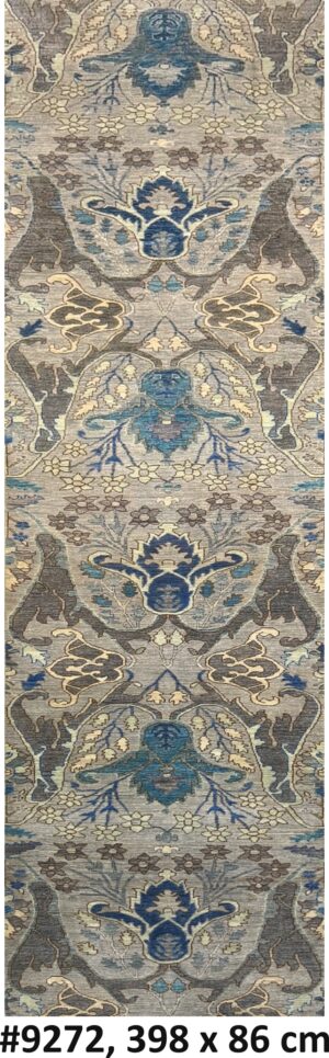 Code 9272 Uzbek Afghan Sultani Karakul Runner 398x86cm Hand knotted