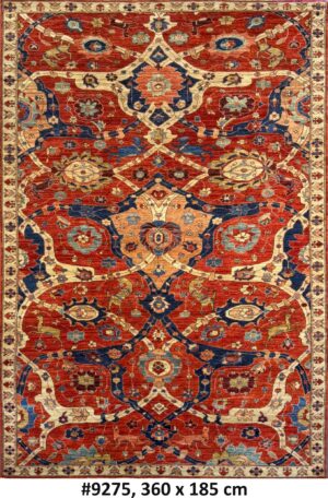 Code 9275 Uzbek Afghan Farahan Sarouk Carpet 360x185cm Hand Knotted