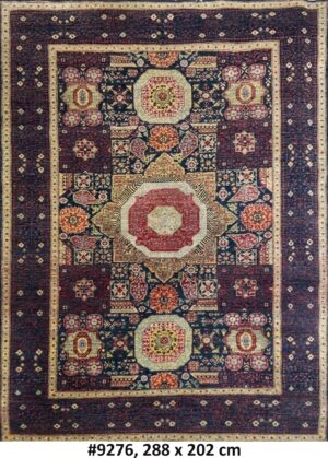 Code 9276 Uzbek Afghan Mamluk Karakul wool 288x202cm Hand Knotted