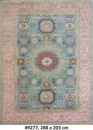 Code 9277 Uzbek Afghan Mamluk Karakul wool 288x203cm Hand Knotted
