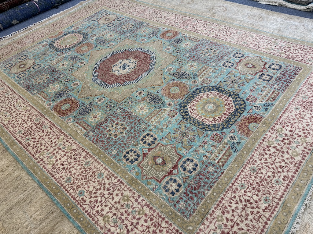 Code 9277 Uzbek Afghan Mamluk Karakul wool 288x203cm Hand Knotted - Image 2