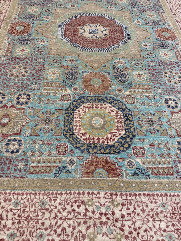 Code 9277 Uzbek Afghan Mamluk Karakul wool 288x203cm Hand Knotted - Image 4