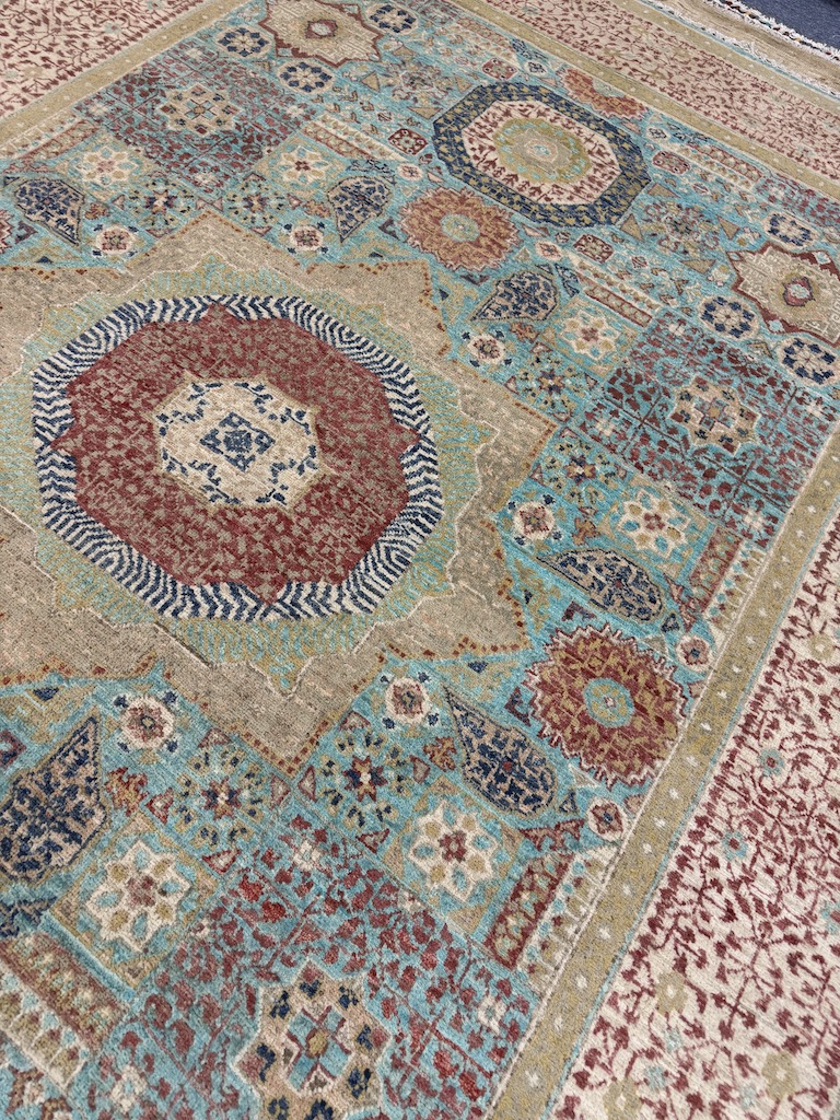 Code 9277 Uzbek Afghan Mamluk Karakul wool 288x203cm Hand Knotted - Image 5