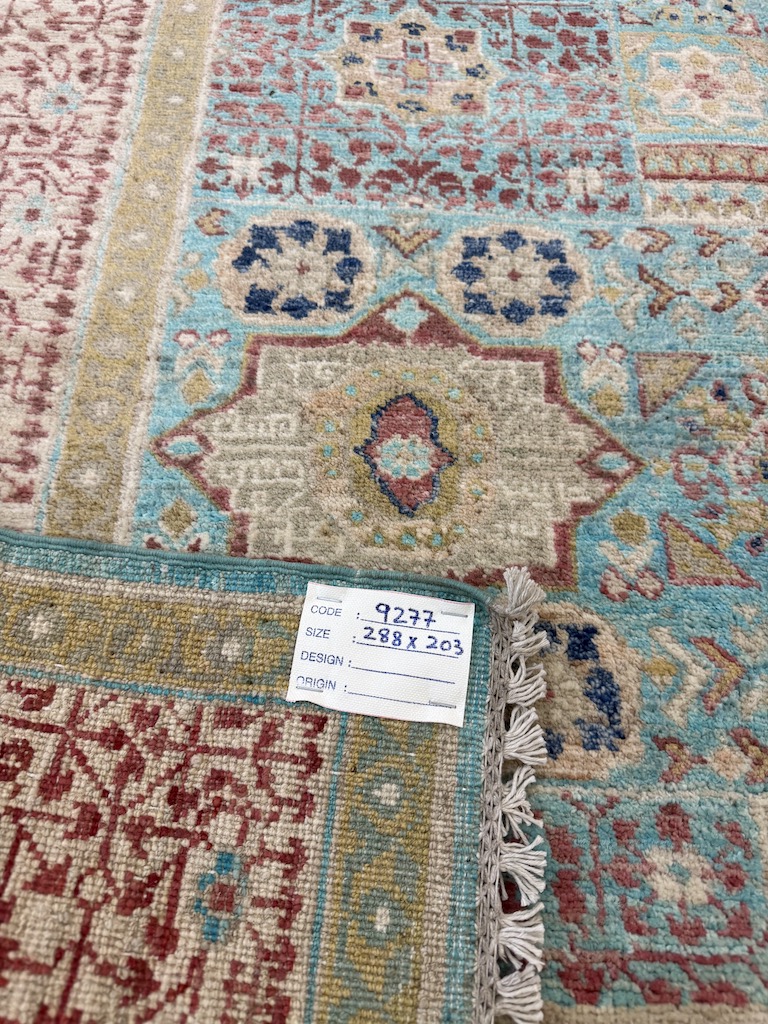 Code 9277 Uzbek Afghan Mamluk Karakul wool 288x203cm Hand Knotted - Image 6