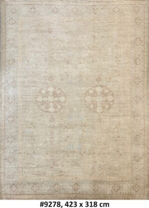 Code 9278 Turkish Oushak Khotan Revival Carpet 423x318cm Hand Knotted