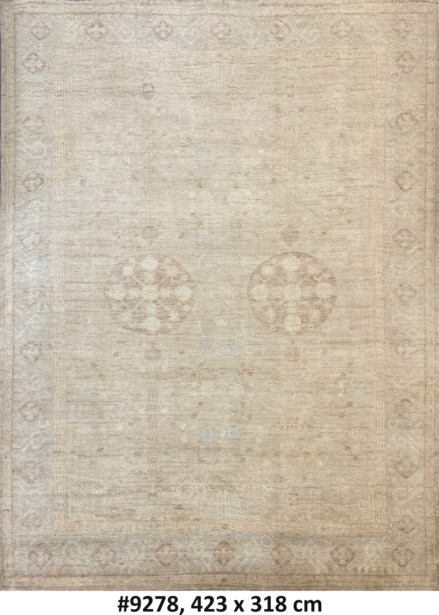 Code 9278 Turkish Oushak Khotan Revival Carpet 423x318cm Hand Knotted