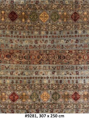 Code 9281 Uzbek Afghan Sultani Karakul wool 307x250cm Hand Knotted