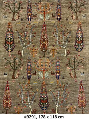 Code 9291 Afghan Uzbek Cypress Tree of Life Carpet 178x118cm Hand knotted