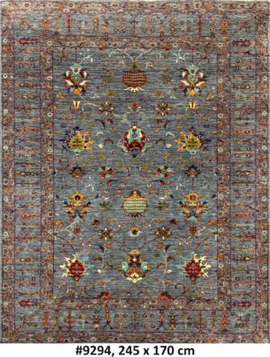 Code 9294 Uzbek Afghan Sultani Karakul wool 245x170cm Hand Knotted
