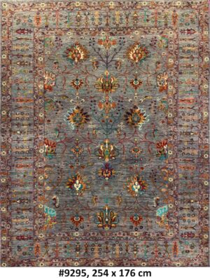Code 9295 Uzbek Afghan Sultani Karakul Wool 254x176cm Hand Knotted