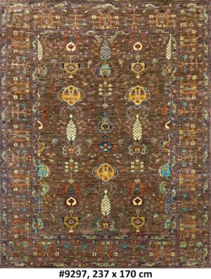 Code 9297 Uzbek Afghan Sultani Karakul Wool 237x170cm Hand Knotted