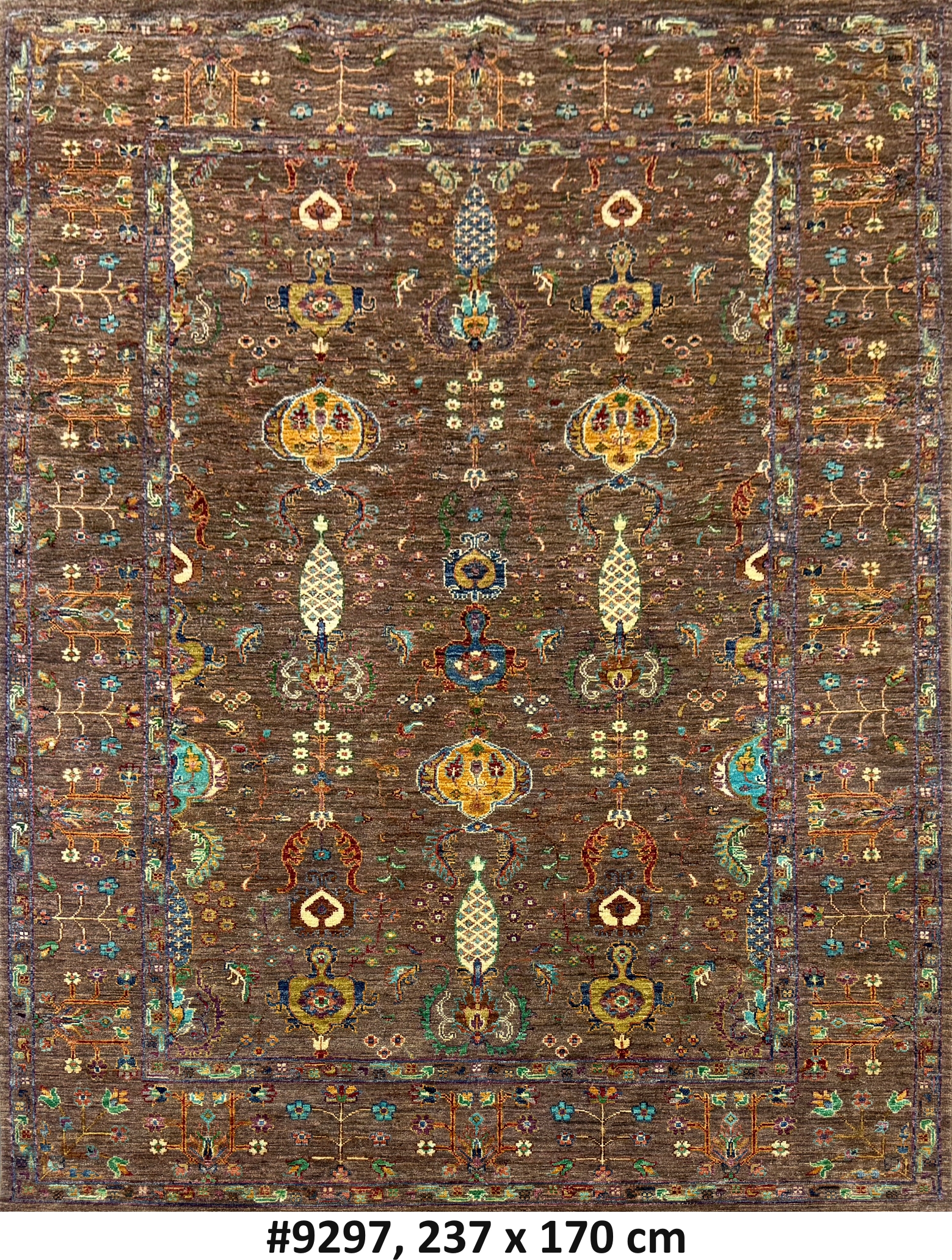 Code 9297 Uzbek Afghan Sultani Karakul Wool 237x170cm Hand Knotted