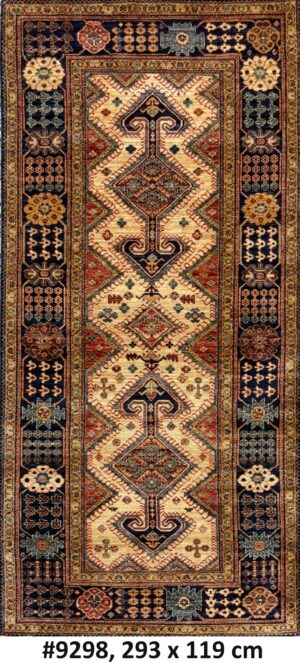 Code 9298 Uzbek Afghan Sultani Karakul Runner 293x119cm Hand knotted