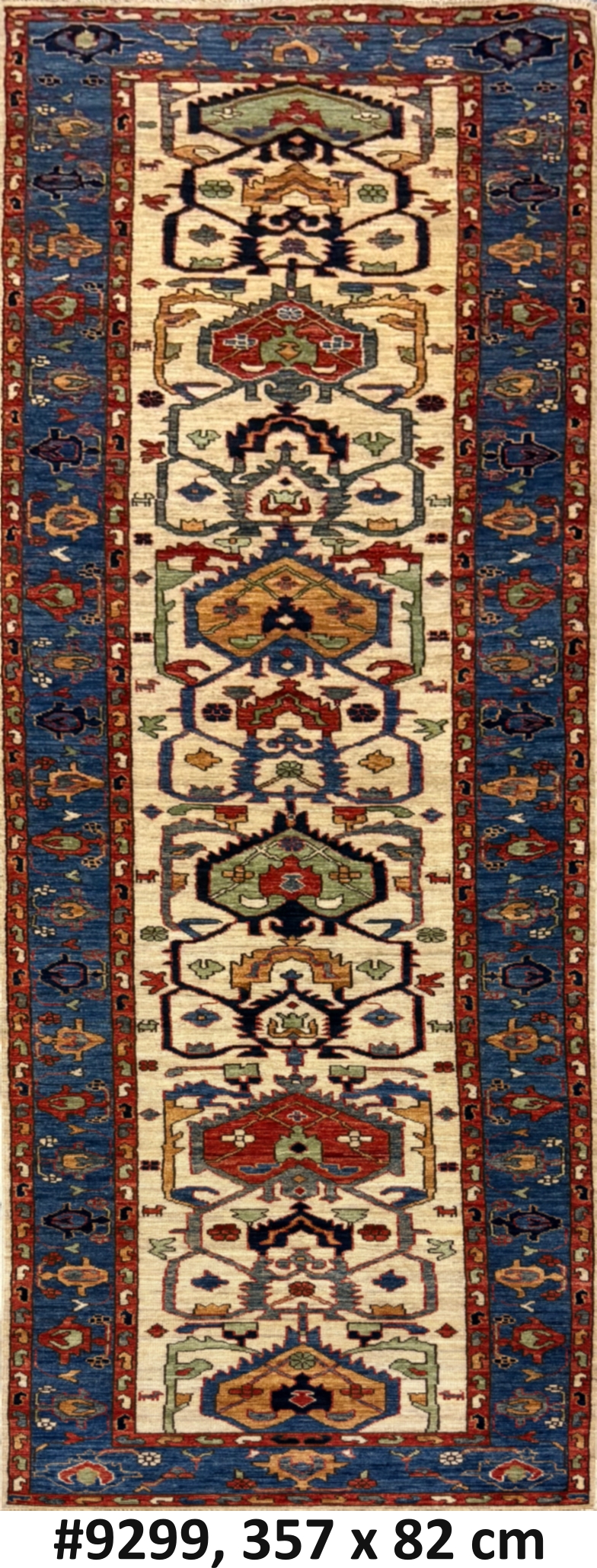 Code 9299 Uzbek Afghan Sultani Karakul Runner 357x82cm Hand knotted