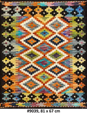 Code 9039 Afghan Maimanah Flat Weave Kilim 81x67cm Hand Woven