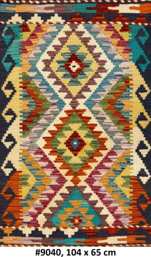 Code 9040 Afghan Maimanah Flat Weave Kilim 104x65cm Hand Woven
