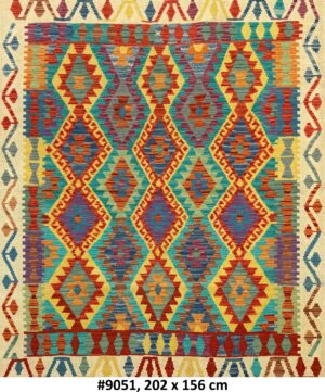 Code 9051 Afghan Maimanah 202x156cm Flat Weave Kilim