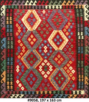 Code 9058 Afghan Maimanah 197x163cm Flat Weave Kilim