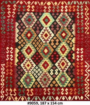 Code 9059 Afghan Maimanah 187x154cm Flat Weave Kilim