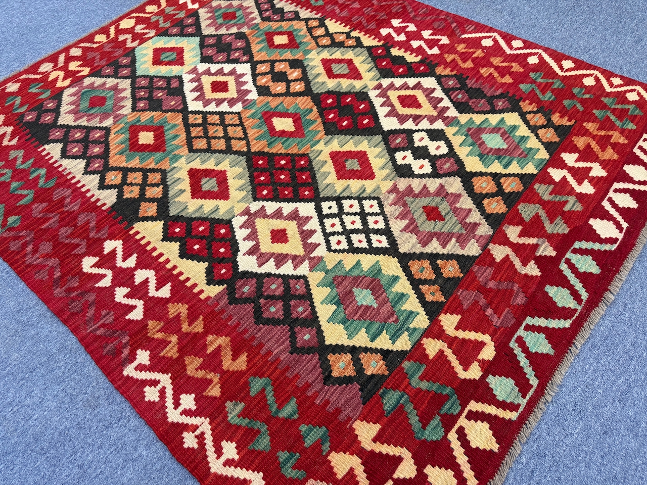 Code 9059 Afghan Maimanah 187x154cm Flat Weave Kilim - Image 2