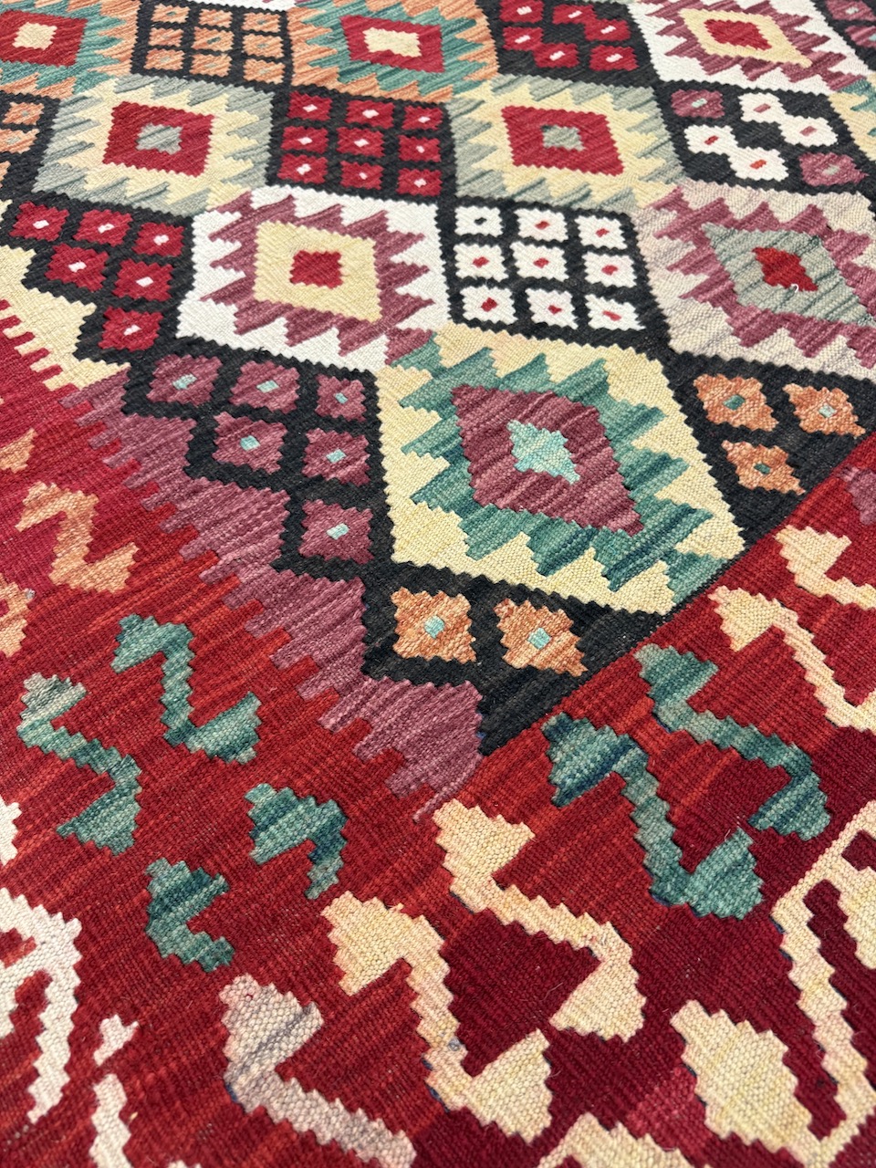 Code 9059 Afghan Maimanah 187x154cm Flat Weave Kilim - Image 3