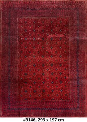 Code 9146 Afghan Turkoman Bashiri Carpet 293x197cm Hand Knotted