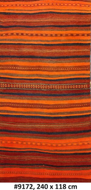 Code 9172 Afghan Tartari Kilim Runner 240x118cm Flat Weave Kilim