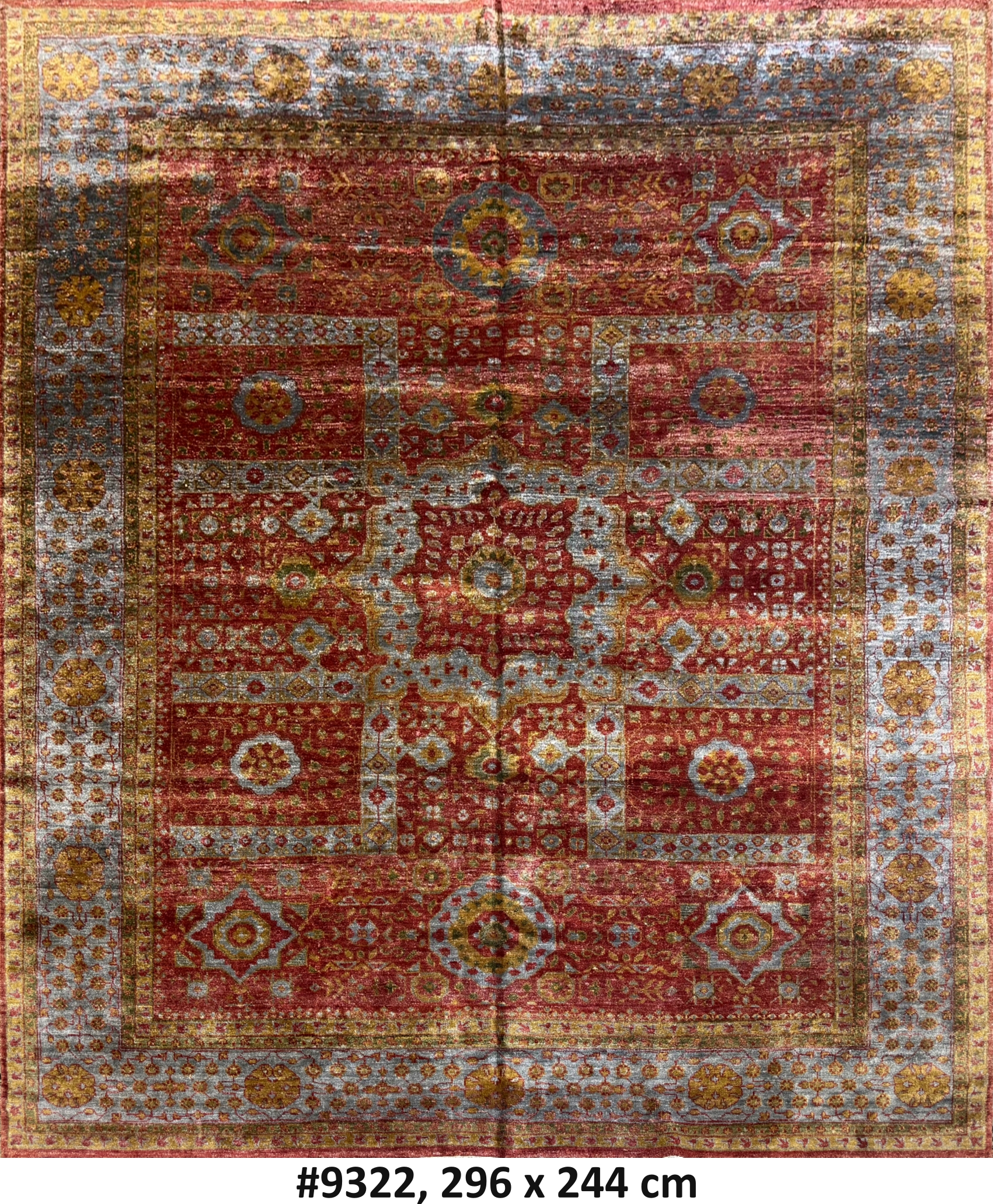 Code 9322 India Turkish Oushak Mamluk Carpet 296x244cm Hand Knotted